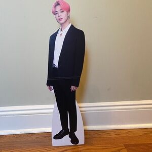 BTS Jimin 23” Cardboard Standee with Pink Hair and Black Suit